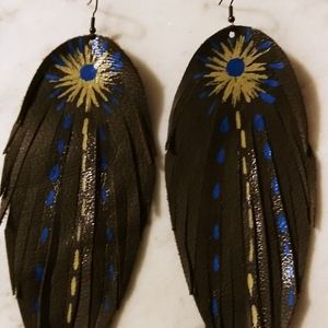 Leather Boho Free Spirit Fringe Earrings New